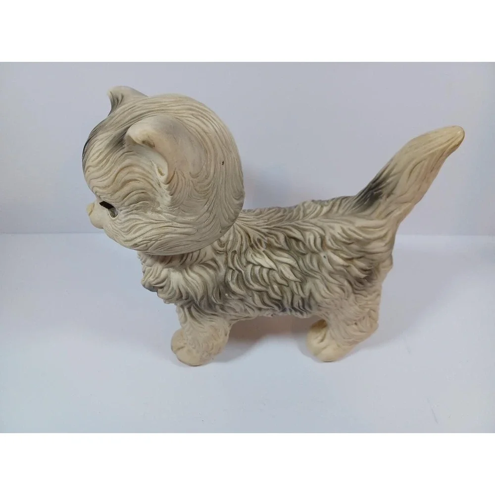 Vtg 1960 Edward Mobley Cat Rubber Toy Gray Long Haired Eyes Open Close Poseable